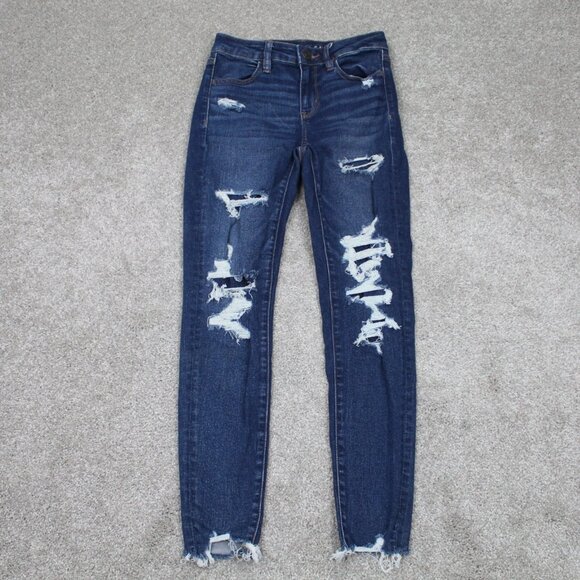 American Eagle Outfitters Denim - American Eagle Jeans Womens 4 Short Blue HI-Rise Jegging Distressed w/26" inseam